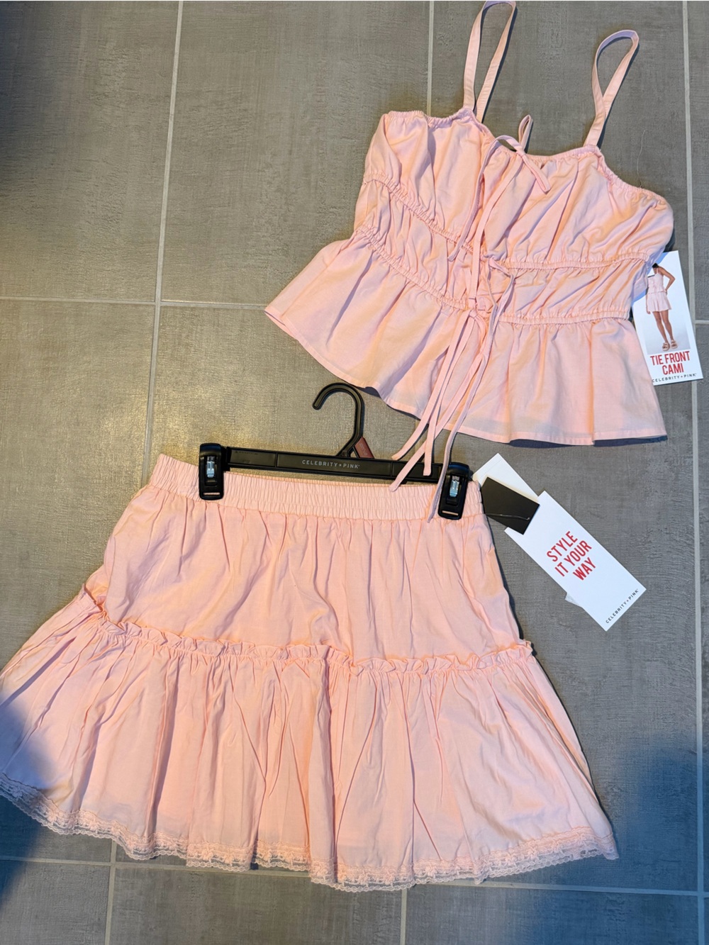 Celebrity Pink 2 Piece Skirt Set Womens Small Off Shoulder Crop Top NWT Pink